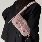 pink plaid mini shoulder bag boogzel clothing