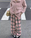 pink plaid wide leg pants boogzel clothing