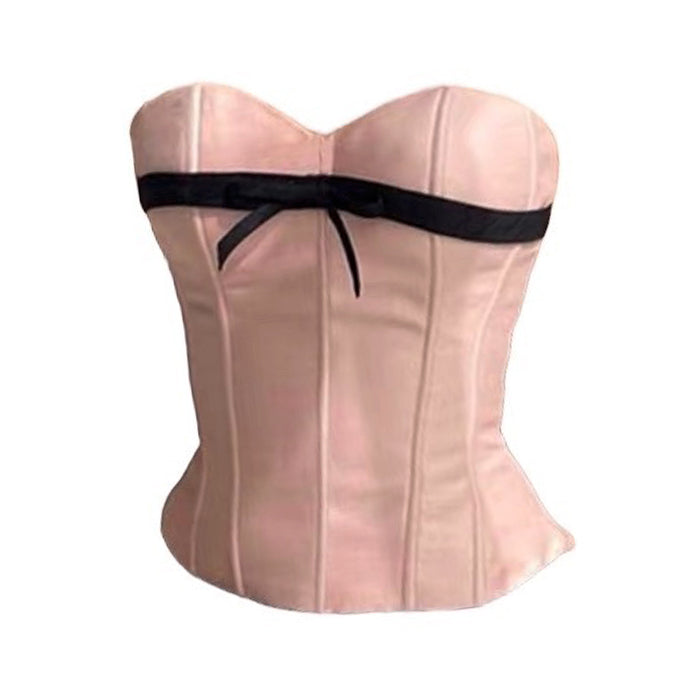 pink satin bow corset boogzel clothing
