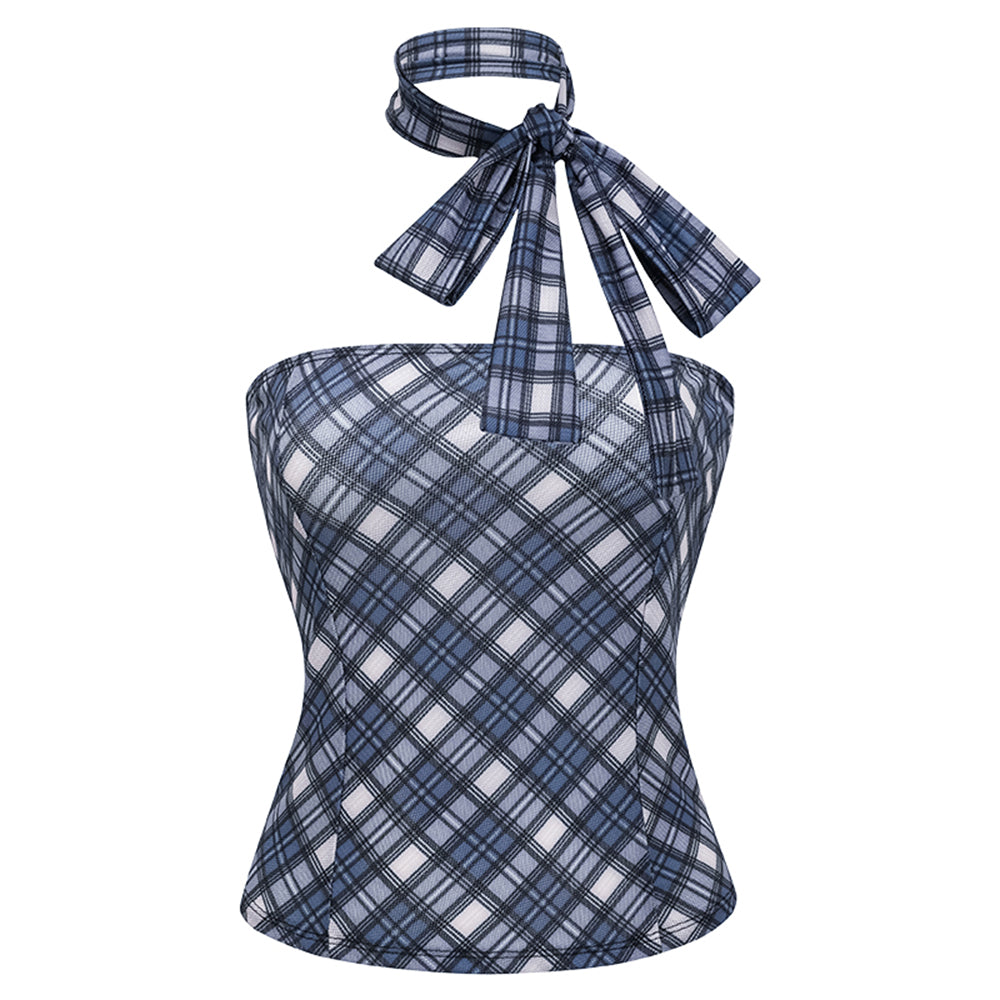 plaid scarf neck tube top boogzel clothing