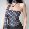 plaid scarf neck tube top boogzel clothing