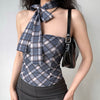 plaid scarf neck tube top boogzel clothing