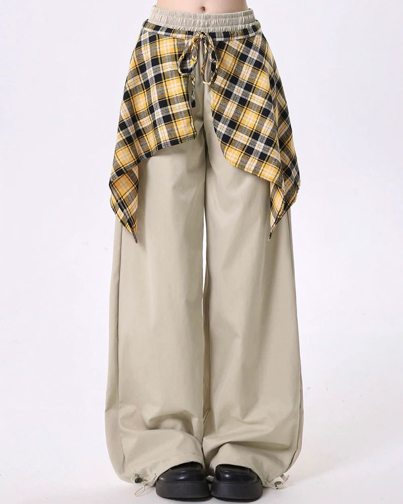 plaid shirt-tied baggy jeans boogzel clothing