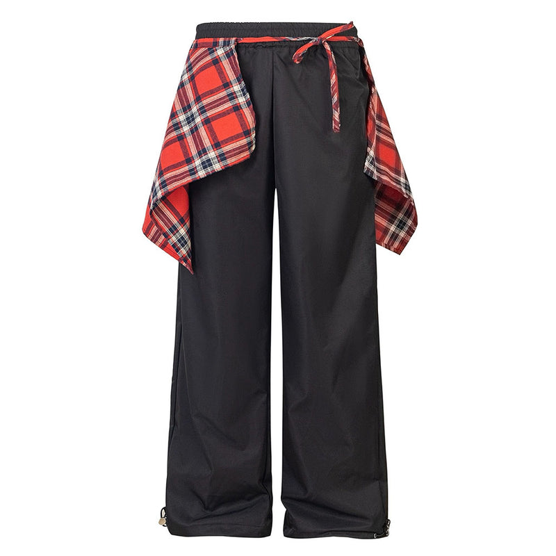 plaid shirt-tied baggy jeans boogzel clothing