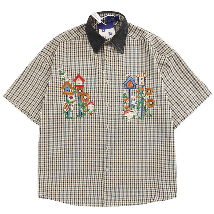 embroidered plaid shirt boogzel clothing
