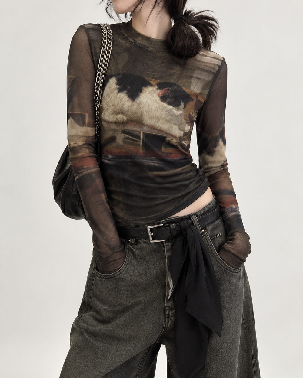 playful kitten brown long sleeve top boogzel clothing