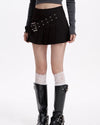 black pleated skirt with buckle belt boogzel clothing