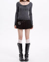 black pleated skirt with buckle belt boogzel clothing