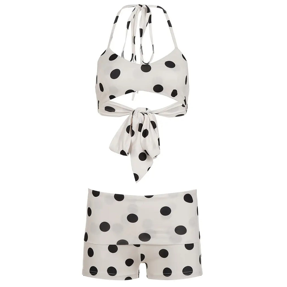 polka dot bikini shorts set boogzel clothing