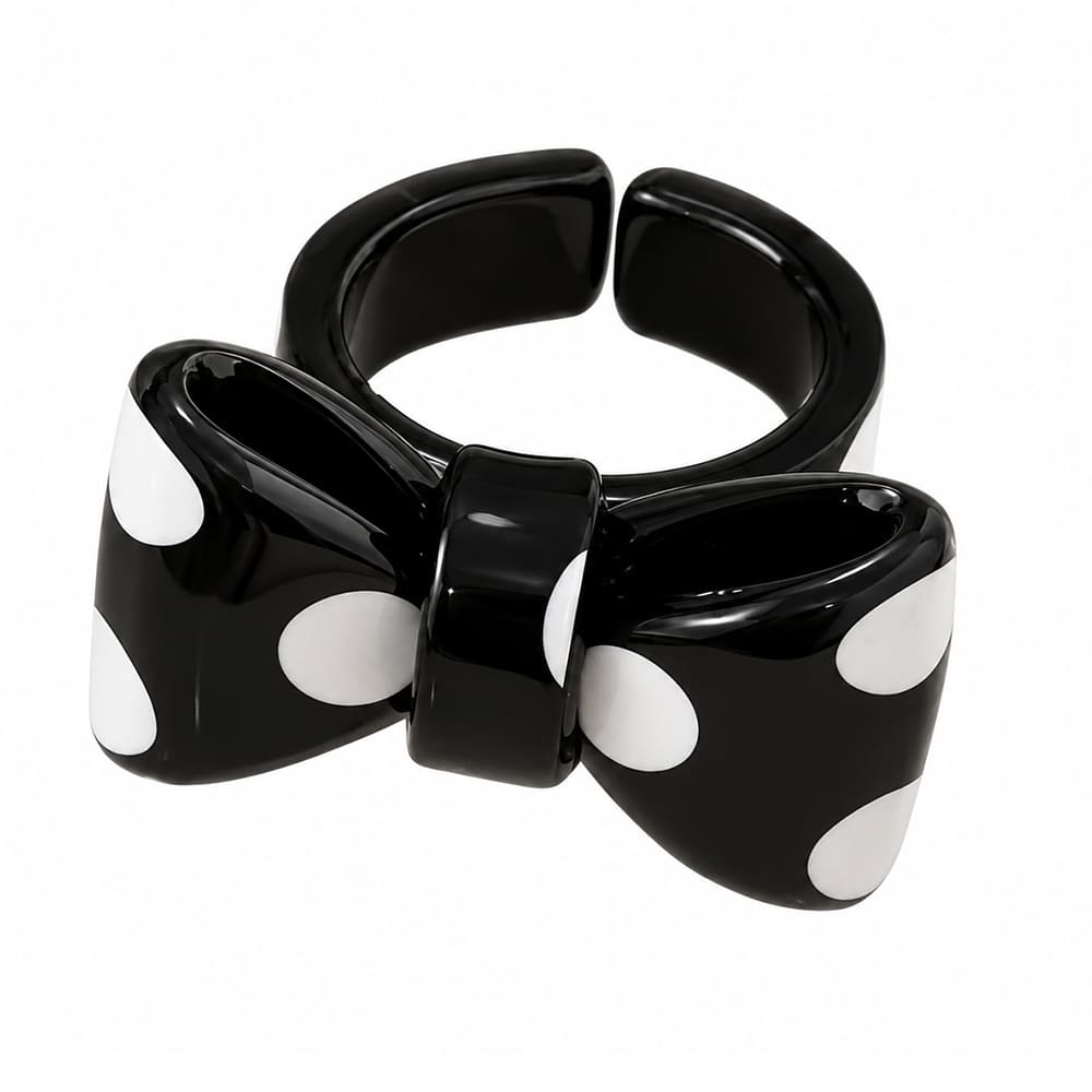 polka dot bow chunky ring boogzel clothing