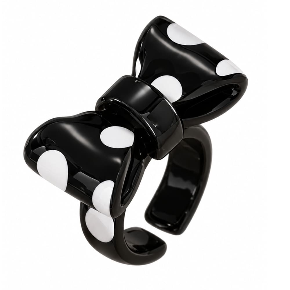 polka dot bow chunky ring boogzel clothing