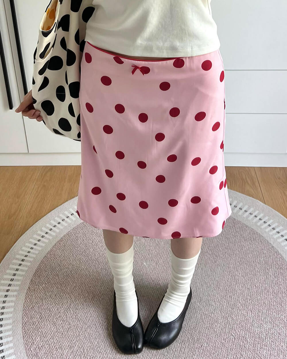 polka dot knee length skirt boogzel clothing