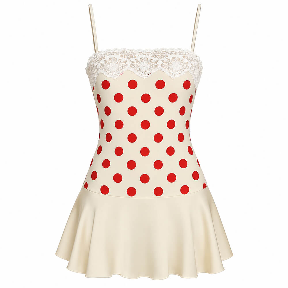 polka dot lace mini dress boogzel clothing