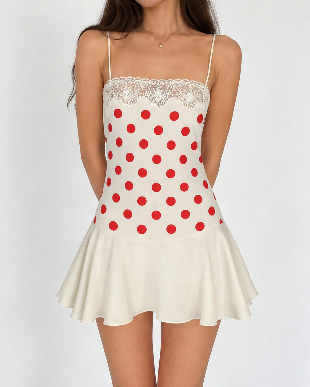polka dot lace mini dress boogzel clothing