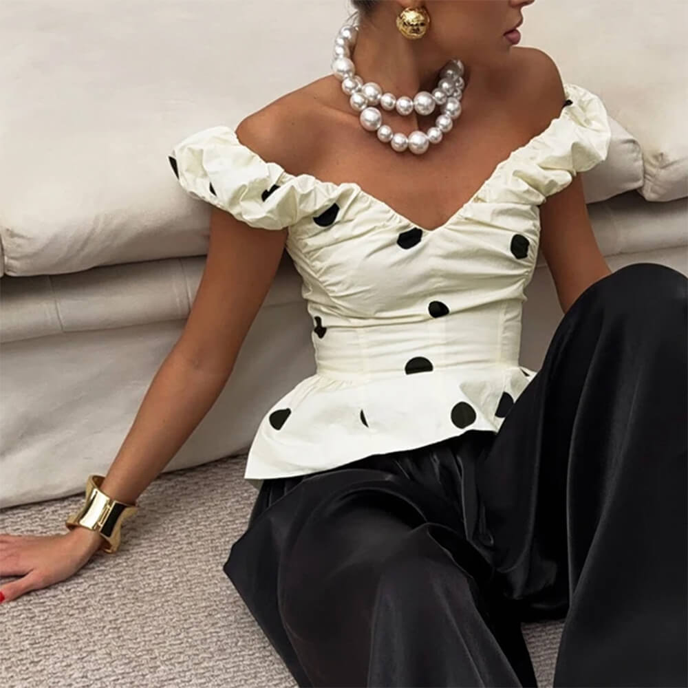 polka dot ruffle top boogzel clothing