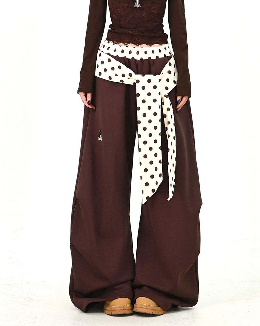 polka dot belt wide leg pants boogzel clothing