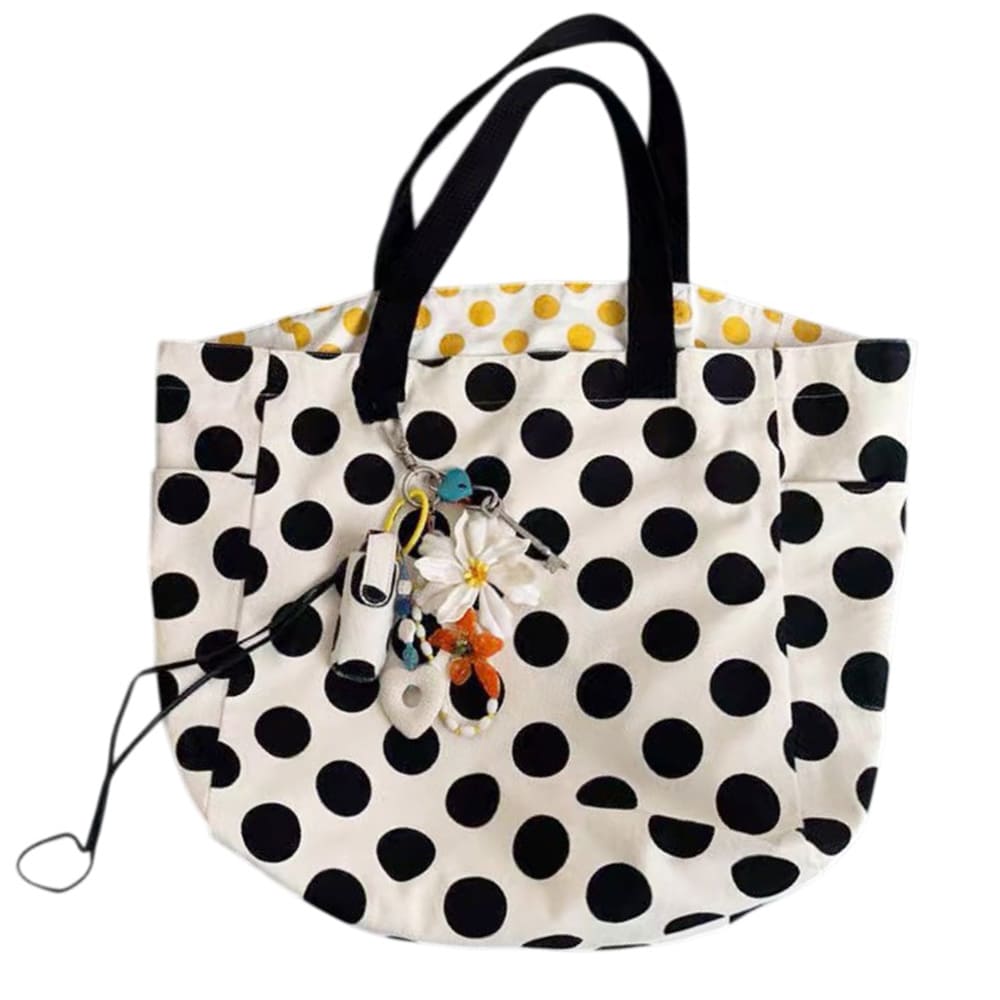 polka dot canvas shopper bag boogzel clothing