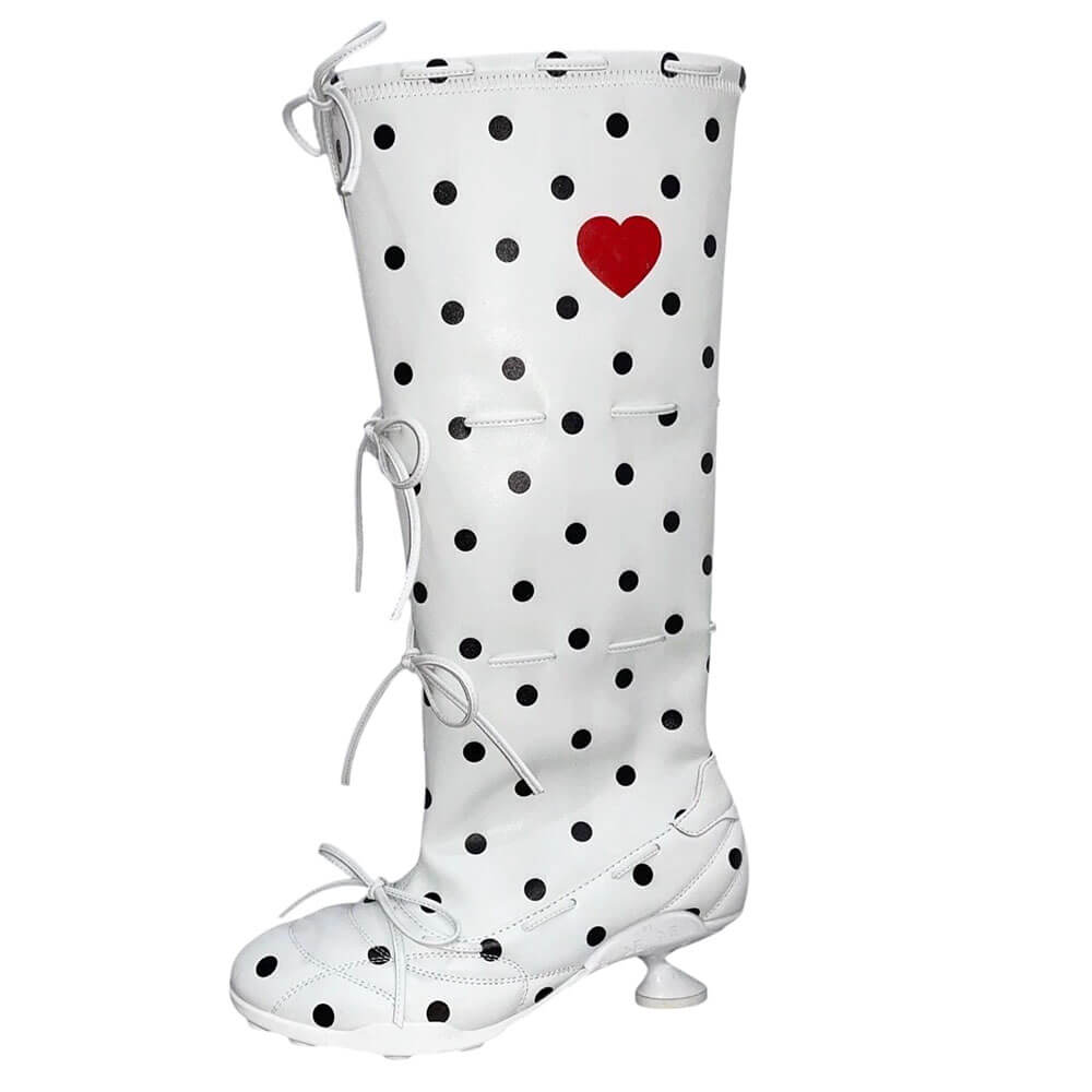 polka dot heart kitten heel boots boogzel clothing