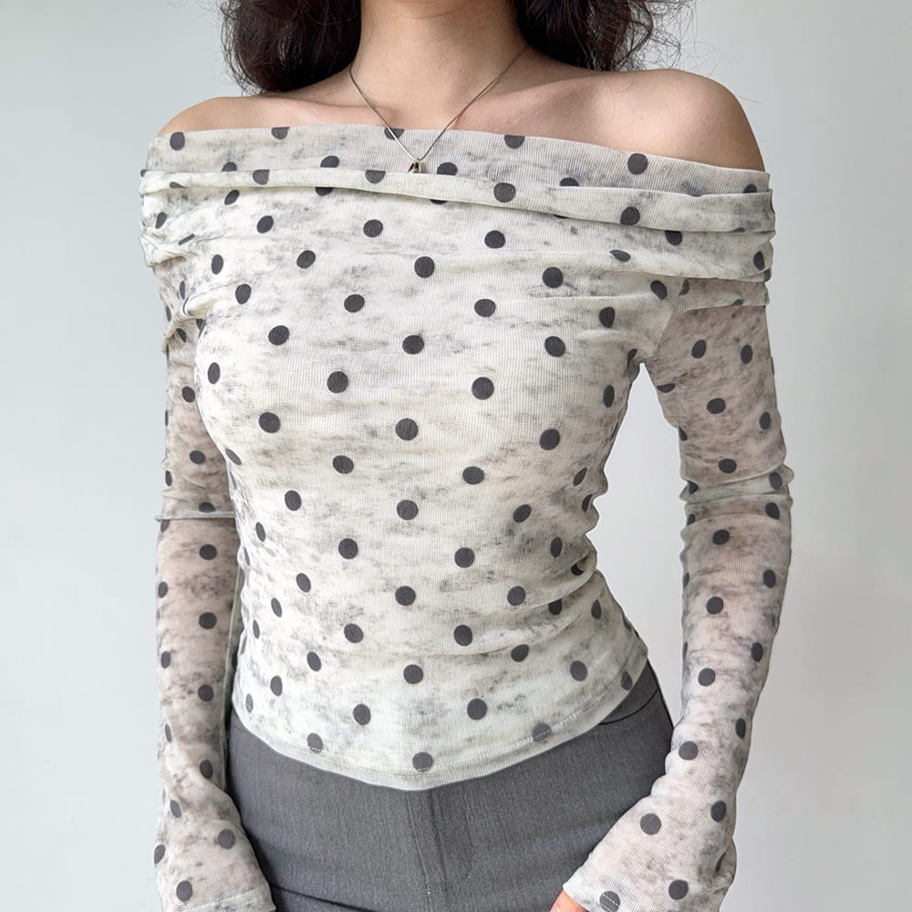 polka dot off shoulder bardot top boogzel clothing