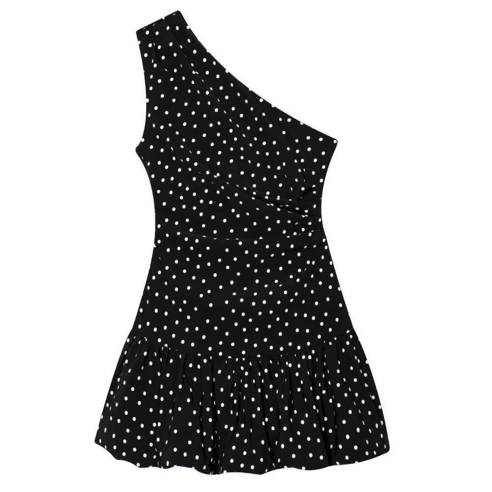 polka dot one shoulder ruffle top boogzel clothing