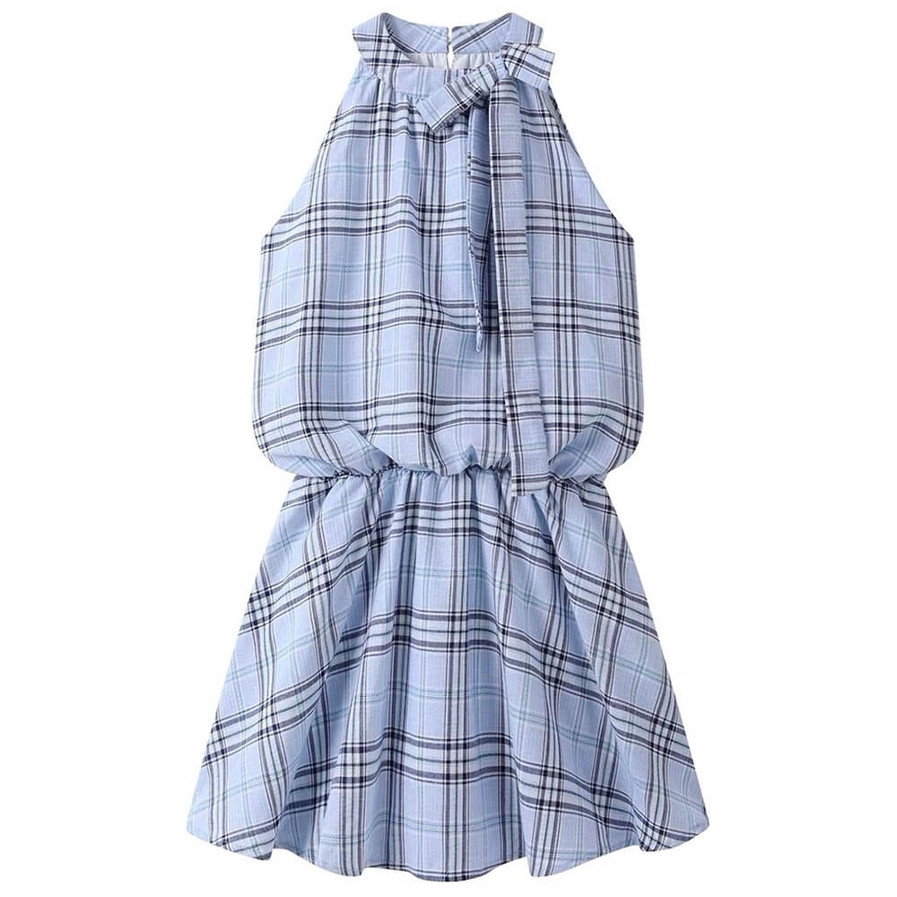 preppy blue plaid mini dress boogzel clothing