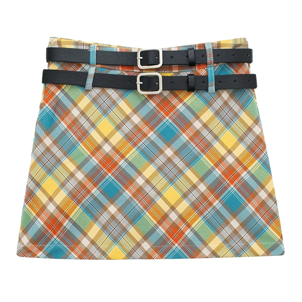 preppy colorful plaid mini skirt boogzel clothing