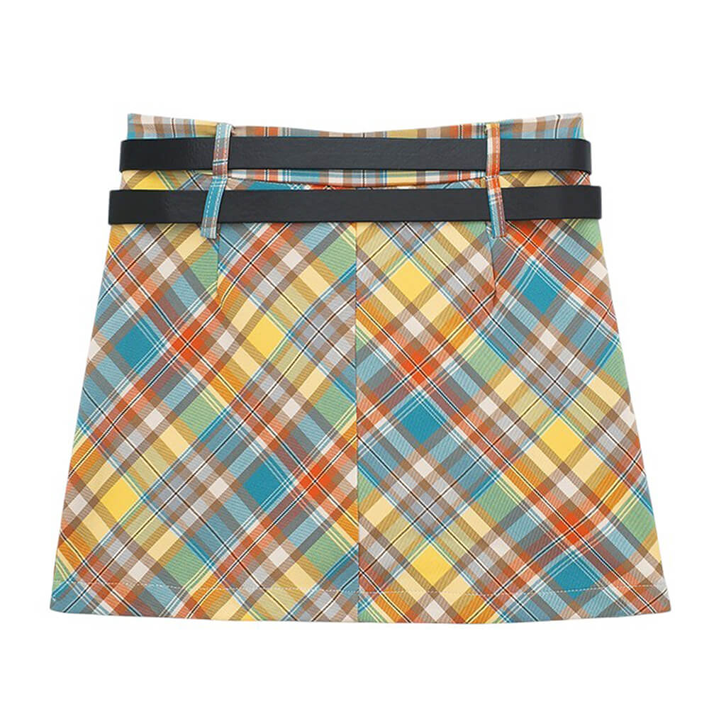 preppy colorful plaid mini skirt boogzel clothing