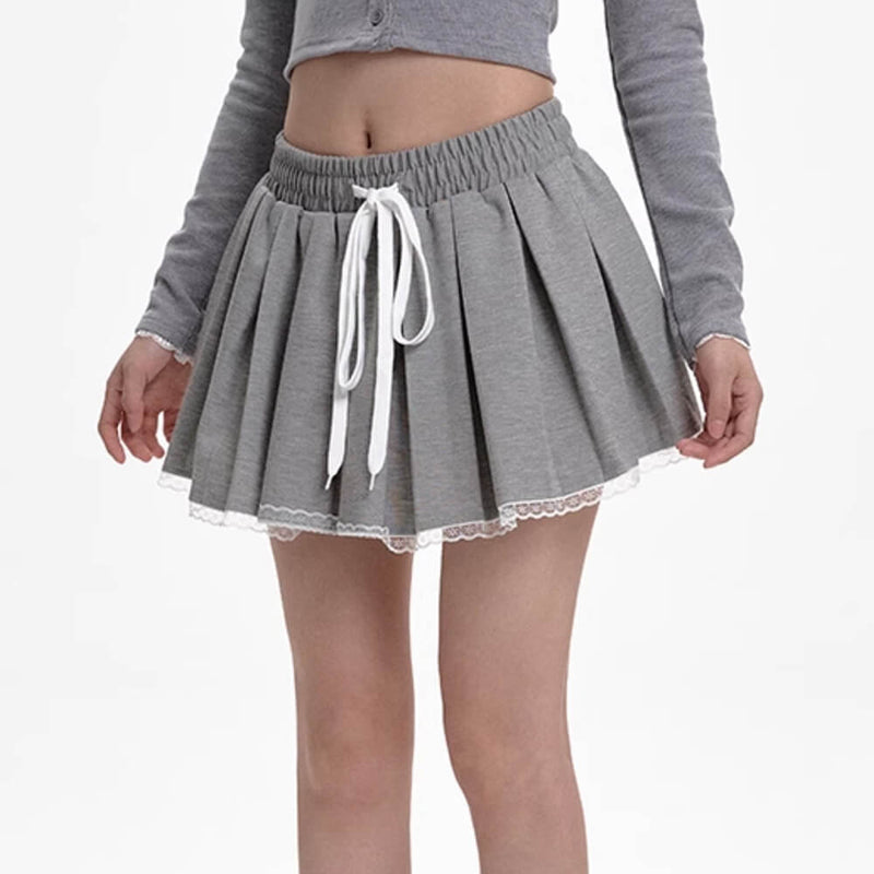 preppy drawstring mini skirt boogzel clothing