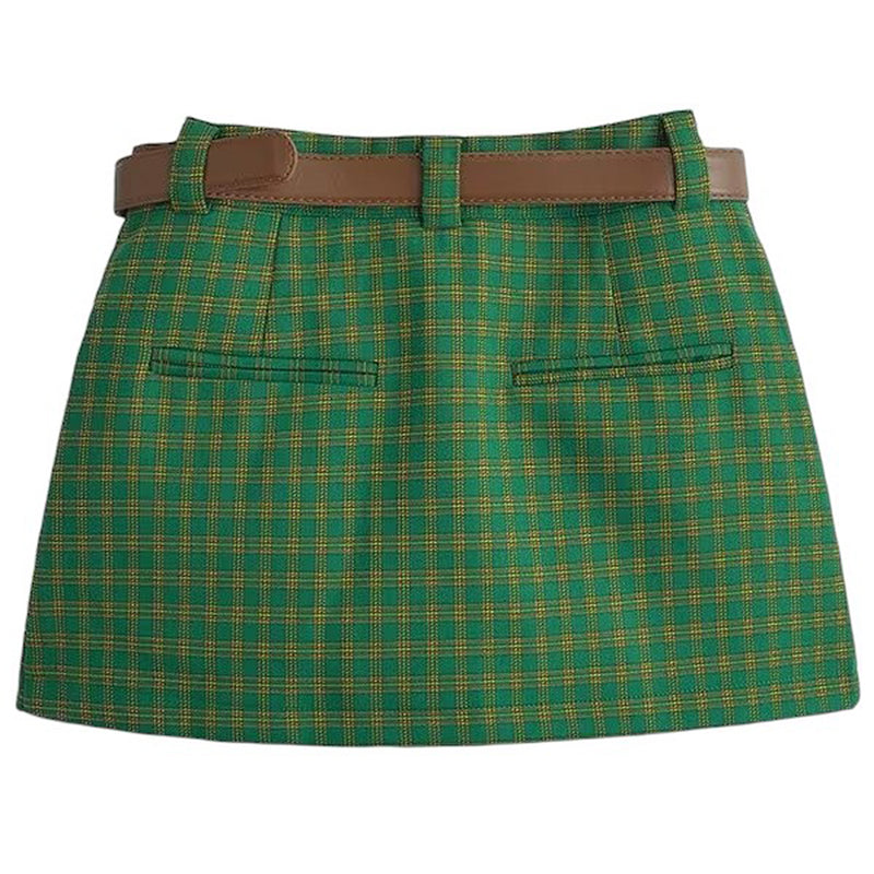 preppy green plaid mini skirt boogzel clothing