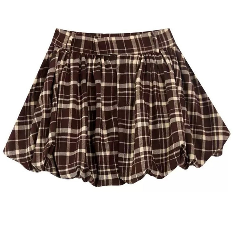 preppy plaid balloon mini skirt boogzel clothing