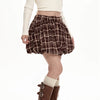 brown plaid balloon mini skirt boogzel clothing