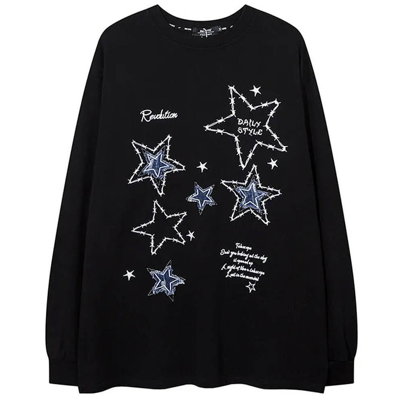 preppy star patch sweatshirt boogzel clothing