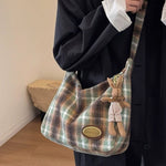 preppy style plaid pattern shoulder bag boogzel clothing