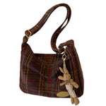 preppy style plaid pattern shoulder bag boogzel clothing