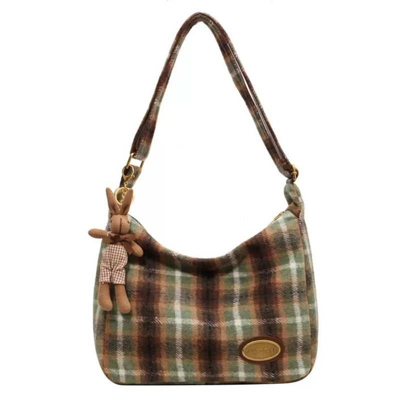 preppy style plaid pattern shoulder bag boogzel clothing