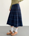 preppy style plaid pleated midi skirt boogzel clothing