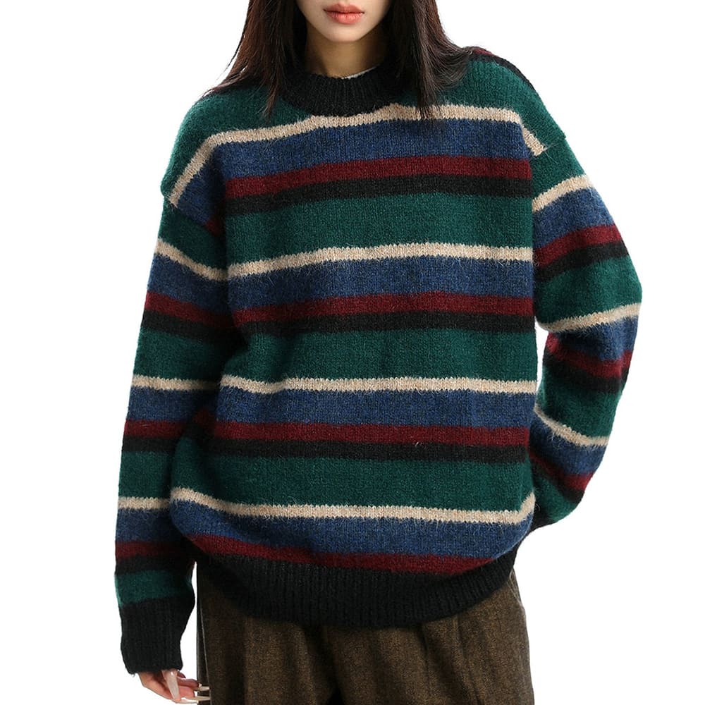 primary colors striped knit sweater boogzel clothing