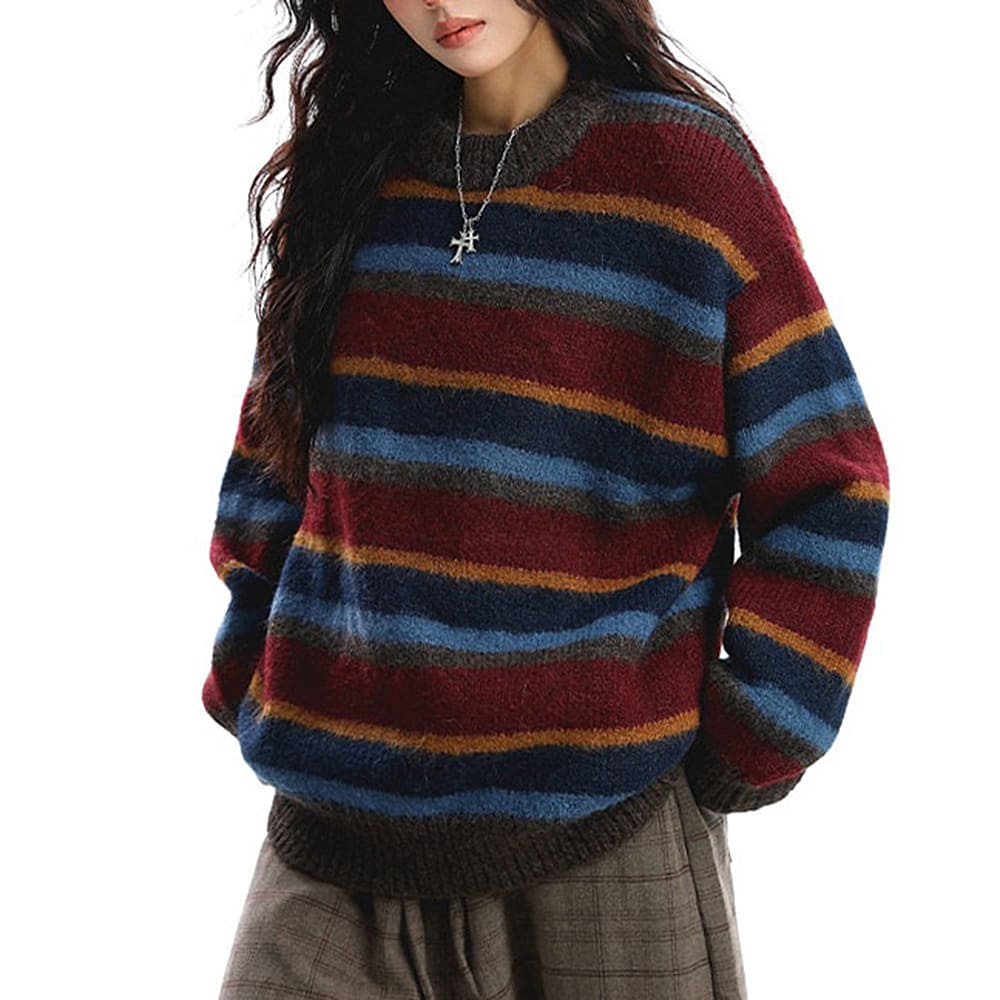 primary colors striped knit sweater boogzel clothing