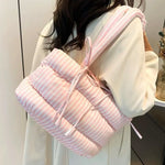 puffer striped shoulder bag boogzel clothing
