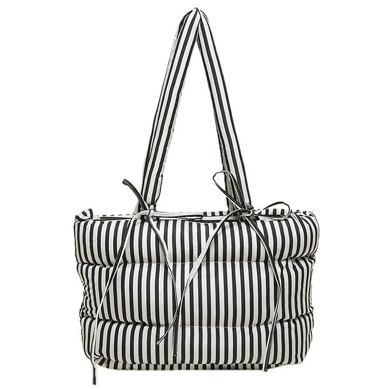 puffer striped shoulder bag boogzel clothing