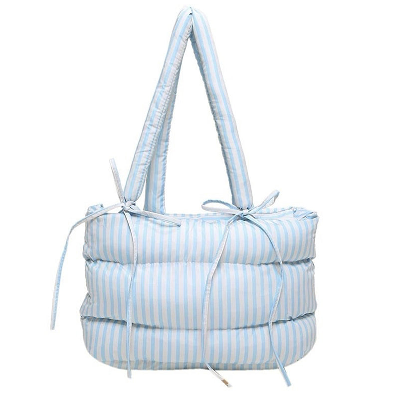 puffer striped shoulder bag boogzel clothing