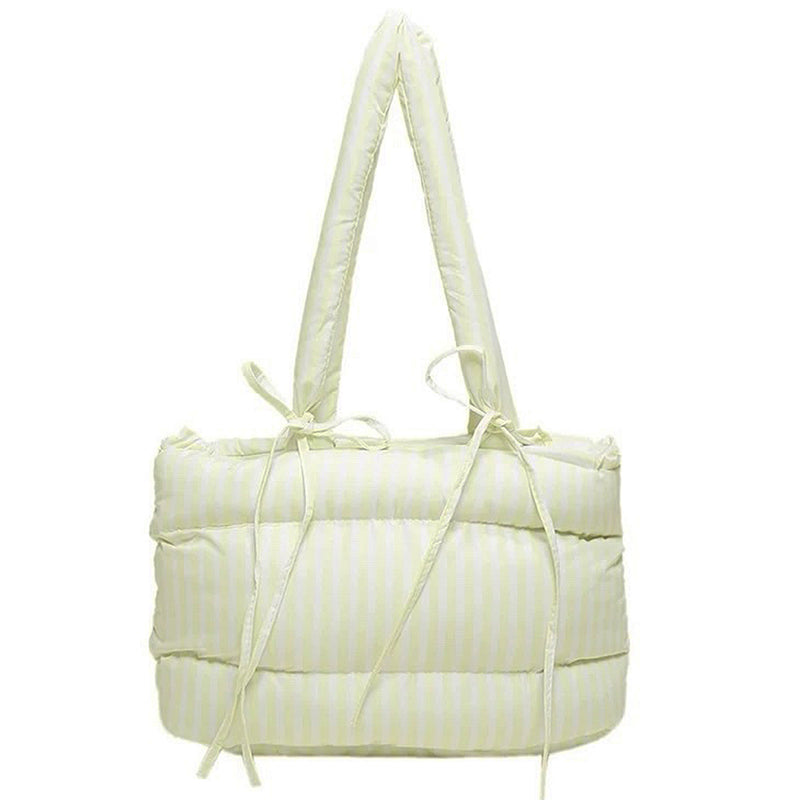 puffer striped shoulder bag boogzel clothing