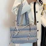 puffer striped shoulder bag boogzel clothing