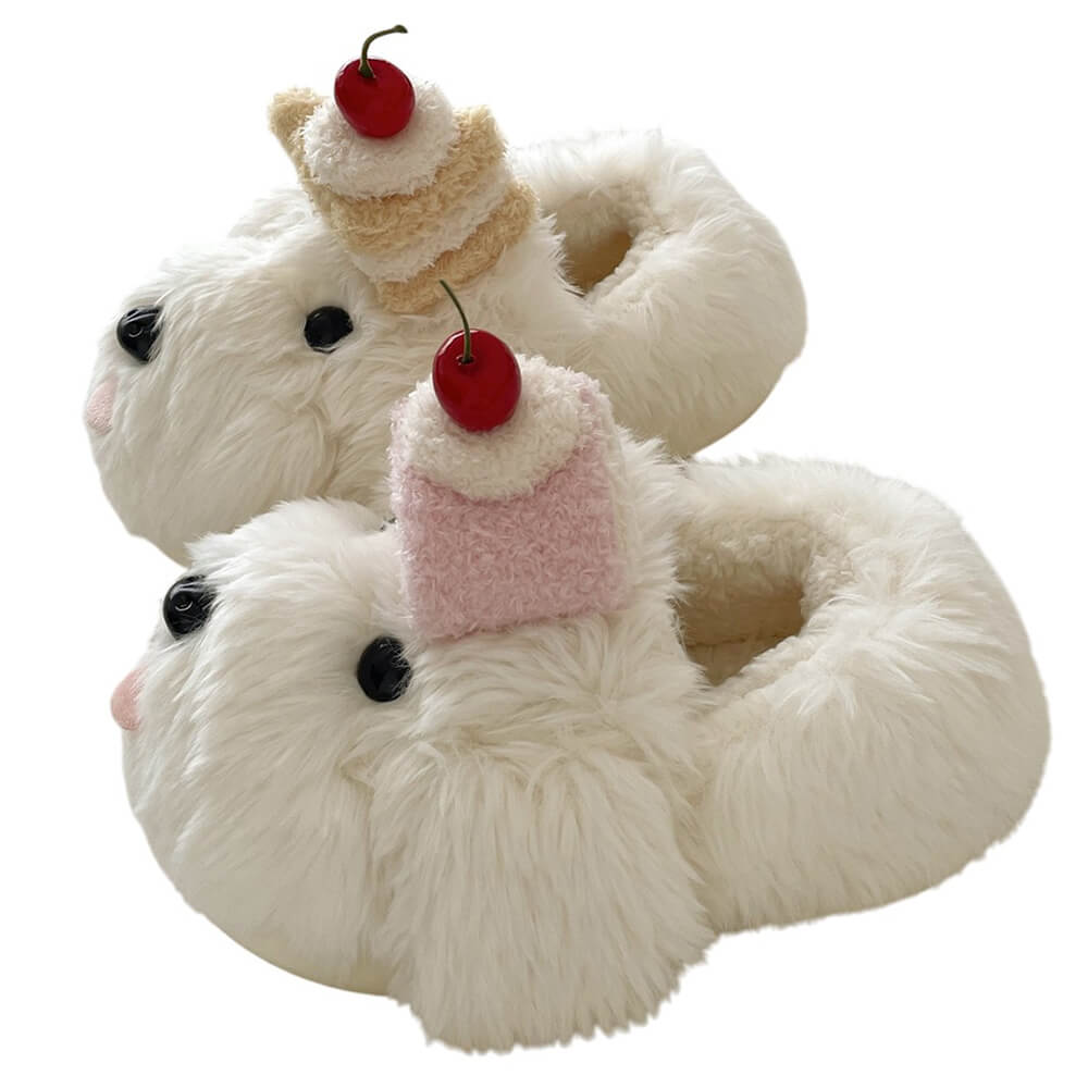 puppy and cake fluffy slippers boogzel clothing
