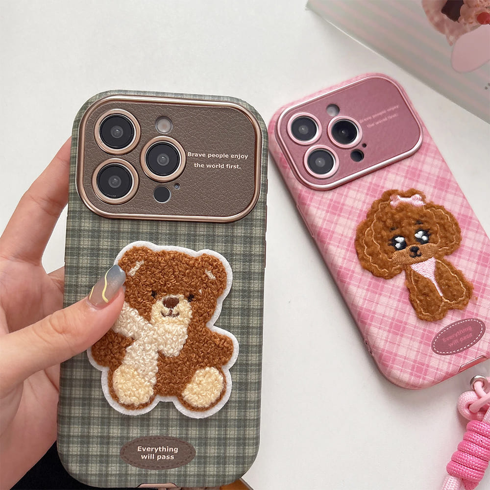 puppy and bear embroidery iphone case boogzel clothing