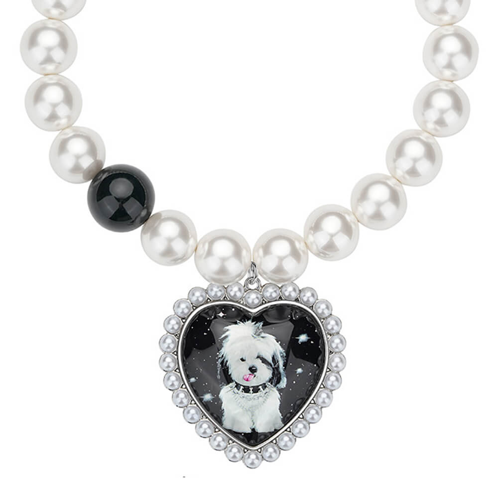 puppy heart charm pearl necklace boogzel clothing