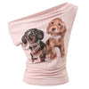 puppy print off shoulder top boogzel clothing