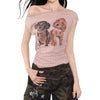 puppy print off shoulder top boogzel clothing