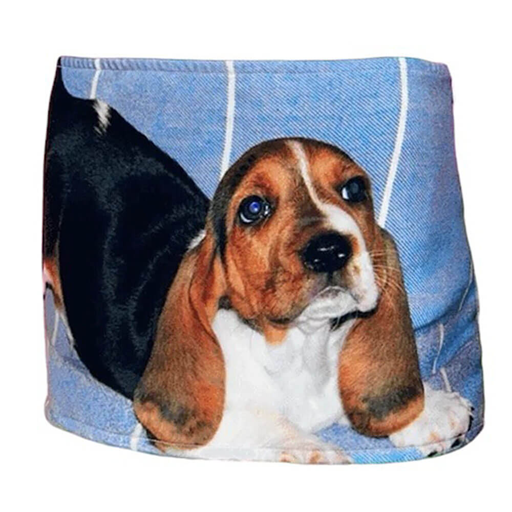 puppy print y2k denim micro skirt boogzel clothing