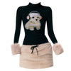 puppy turtleneck jumper and mni skirt boogzel clothing